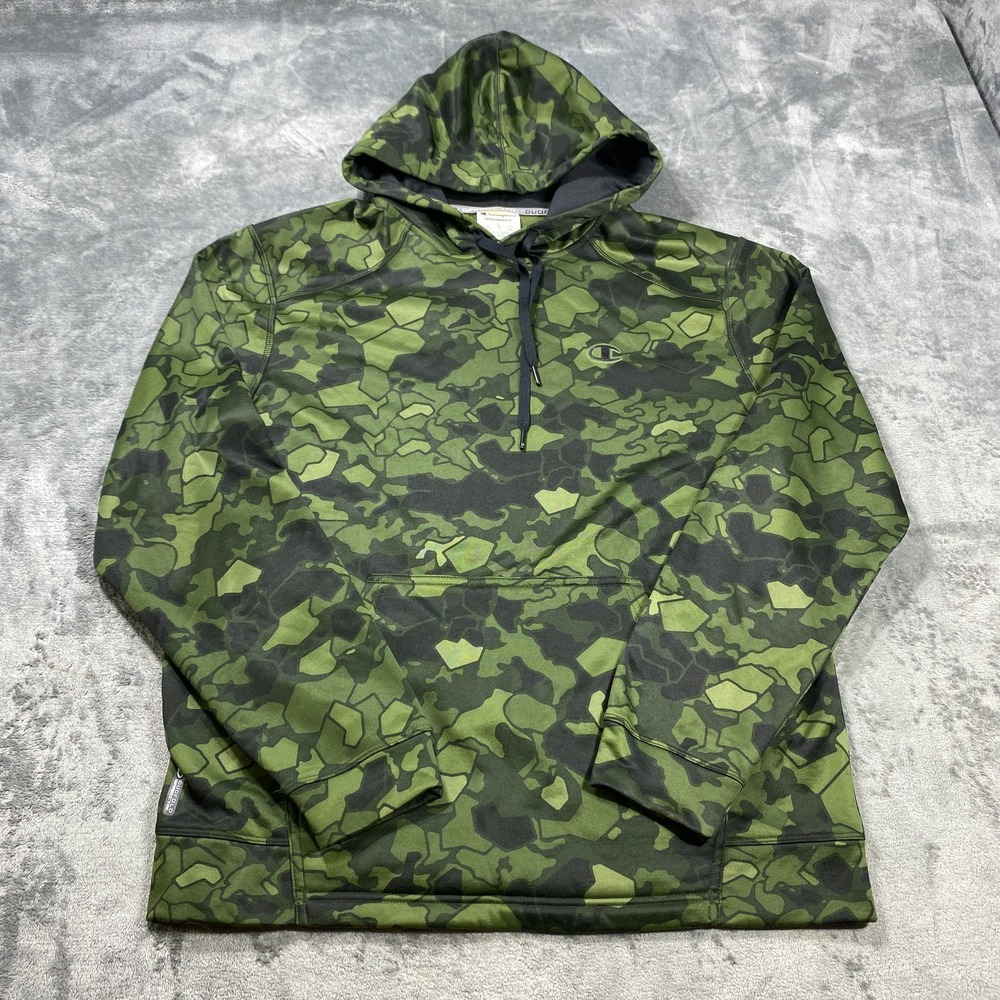 Champion Hoodie Men Large Army Camo Pullover Fleece Sweatshirt Sportswear AOP